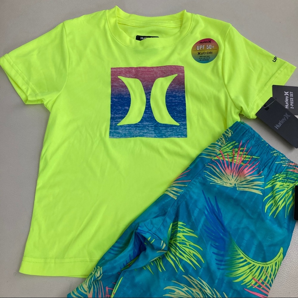 Hurley cute neon palm beach UPF50+ active shorts set 4061 - Picture 2 of 10